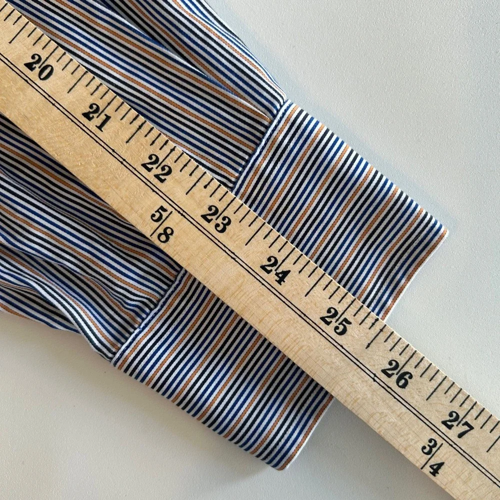 Scott Barber Button Down Shirt Mens XXL‎ Blue Orange Striped Long Sleeve Cotton - Picture 5 of 7